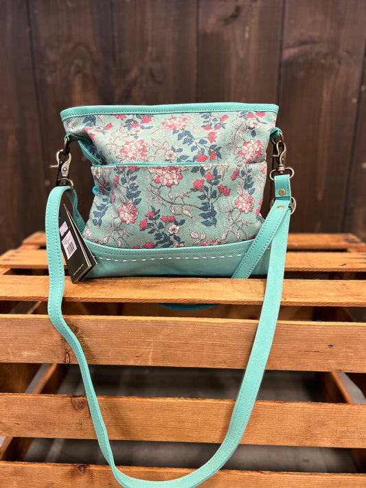 Turquoise Blooms - Small Shoulder Bag